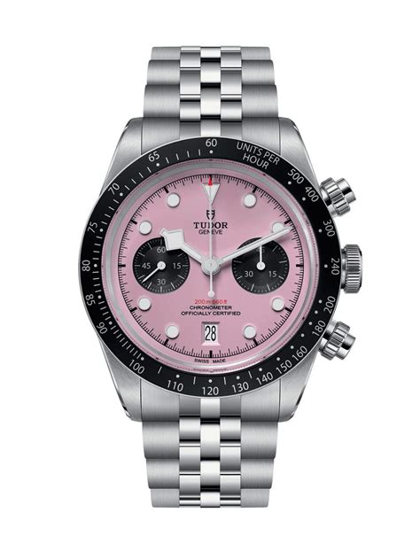 tudor pink chrono price|tudor black bay pink dial.